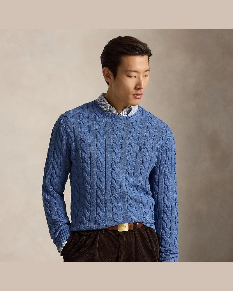 Ralph Lauren Baumwollpullover mit Zopfmuster Blue