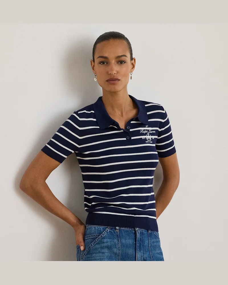Ralph Lauren Gestreifter Polo-Pullover mit Baumwolle Blue