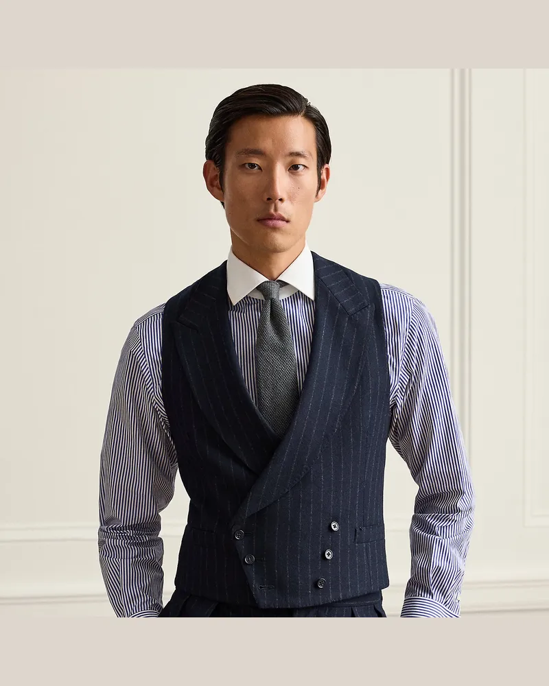 Ralph Lauren Handgefertigte Weste mit Kreidestreifen Blue