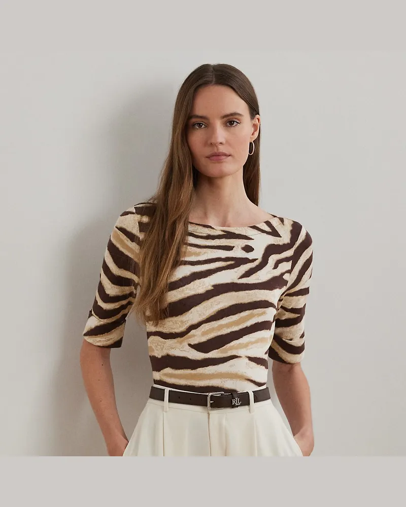 Ralph Lauren Baumwoll-T-Shirt mit Zebramuster White