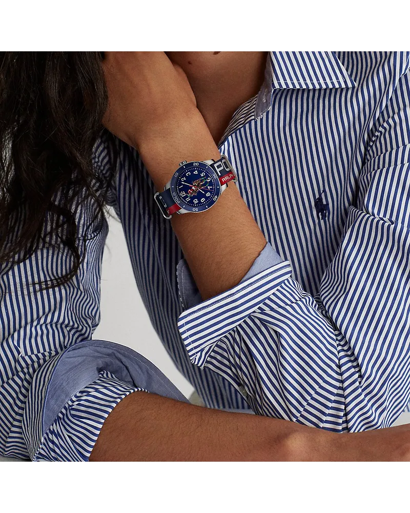 Ralph Lauren Stahl-Armbanduhr Polo Player in Blau Blue