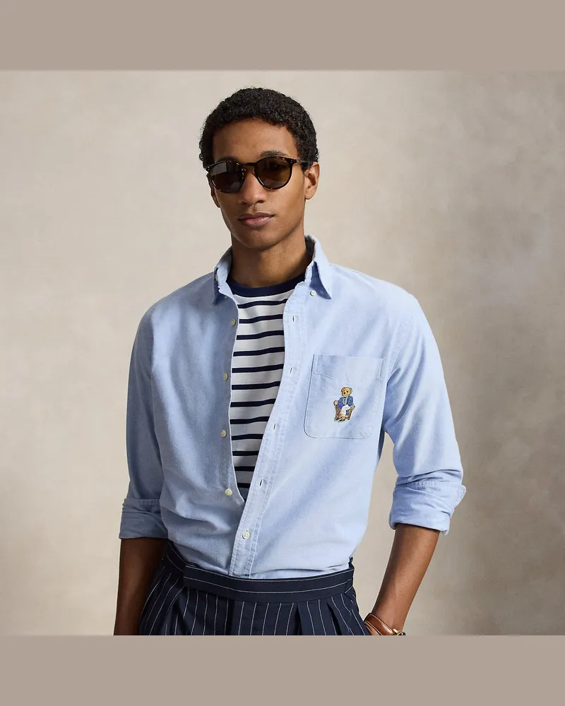 Ralph Lauren Custom-Fit Oxfordhemd mit Polo Bear Blue