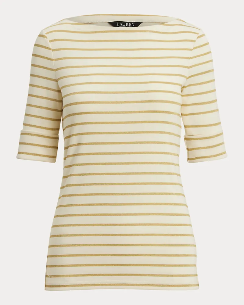 Ralph Lauren T-Shirt mit Metallic-Streifenmuster Cream