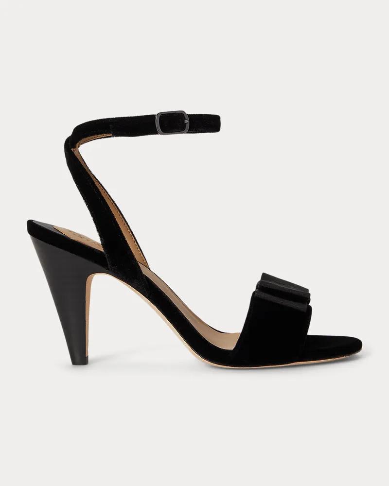 Ralph Lauren Samt-Sandale Gracy mit Schleife Black