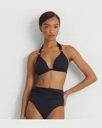 Ralph Lauren Gesmokte Bikinihose mit hoher Taille Black