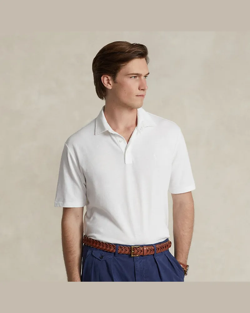 Ralph Lauren Classic-Fit Piqué-Poloshirt mit Leinen White