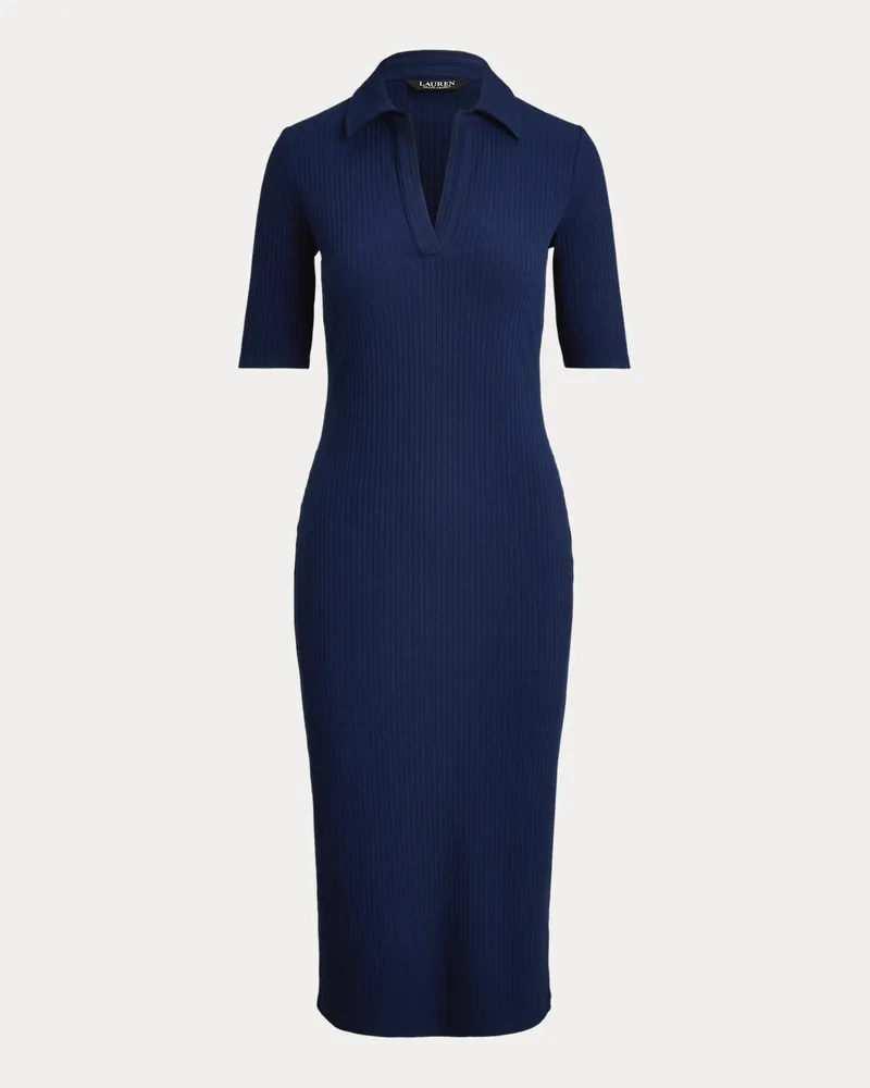 Ralph Lauren Polokleid in Rippenstrick Blue