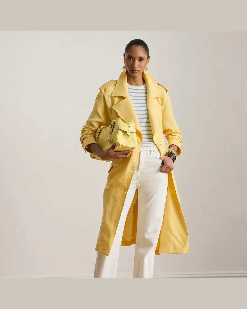 Ralph Lauren Zweireihiger Trenchcoat aus Leinen Yellow