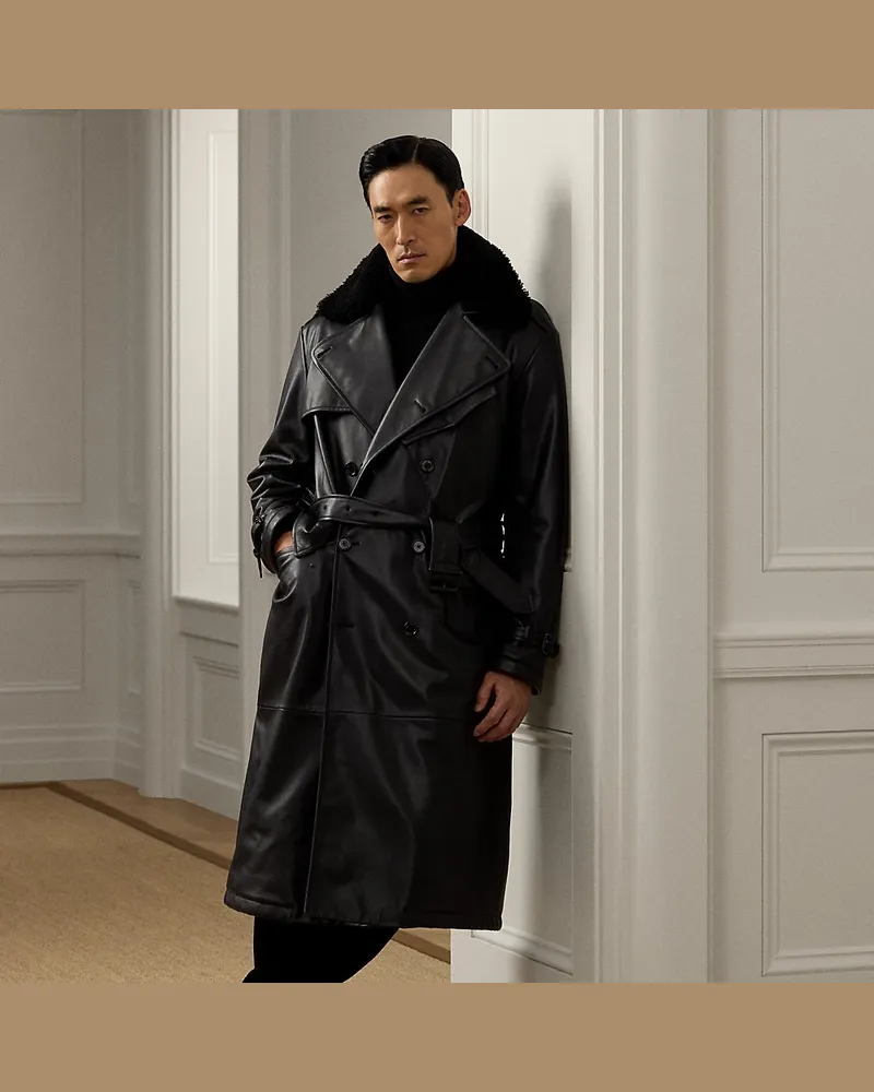 Ralph Lauren Ledertrenchcoat Keating Black