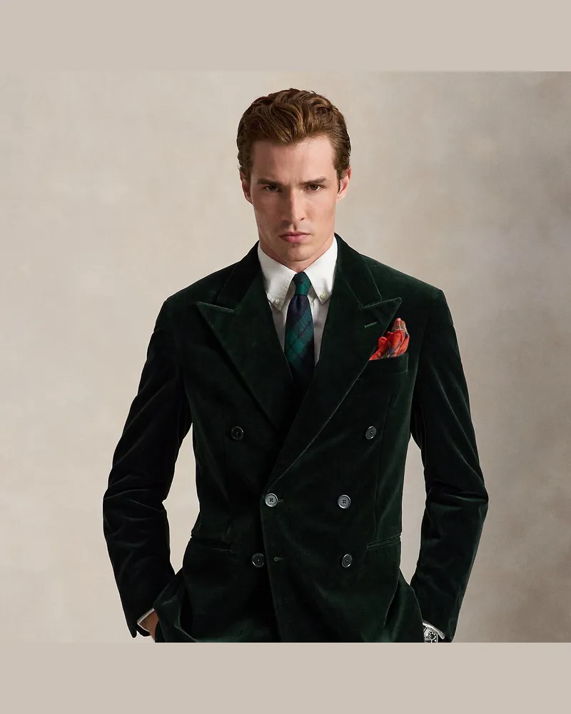 Ralph Lauren Tailored-Fit Polo-Anzugjacke aus Samt Green