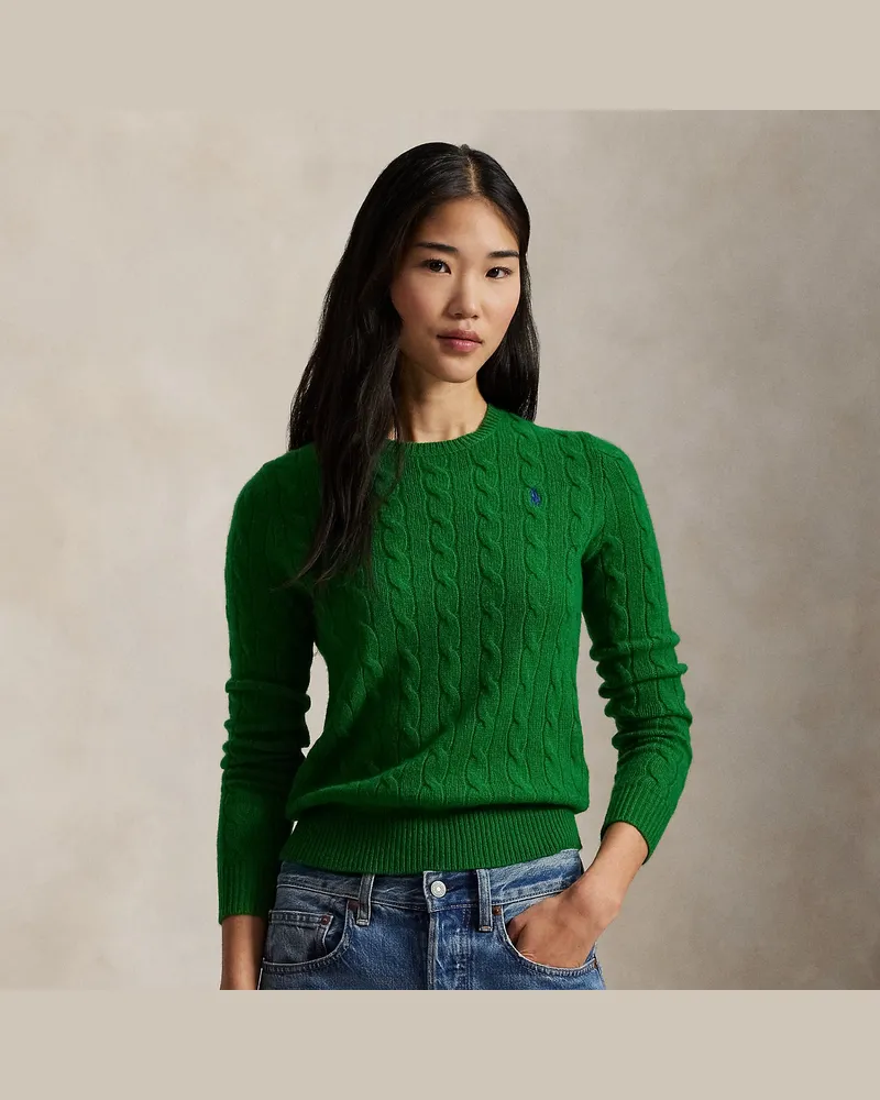 Ralph Lauren Woll-Kaschmir-Pullover mit Zopfmuster Green