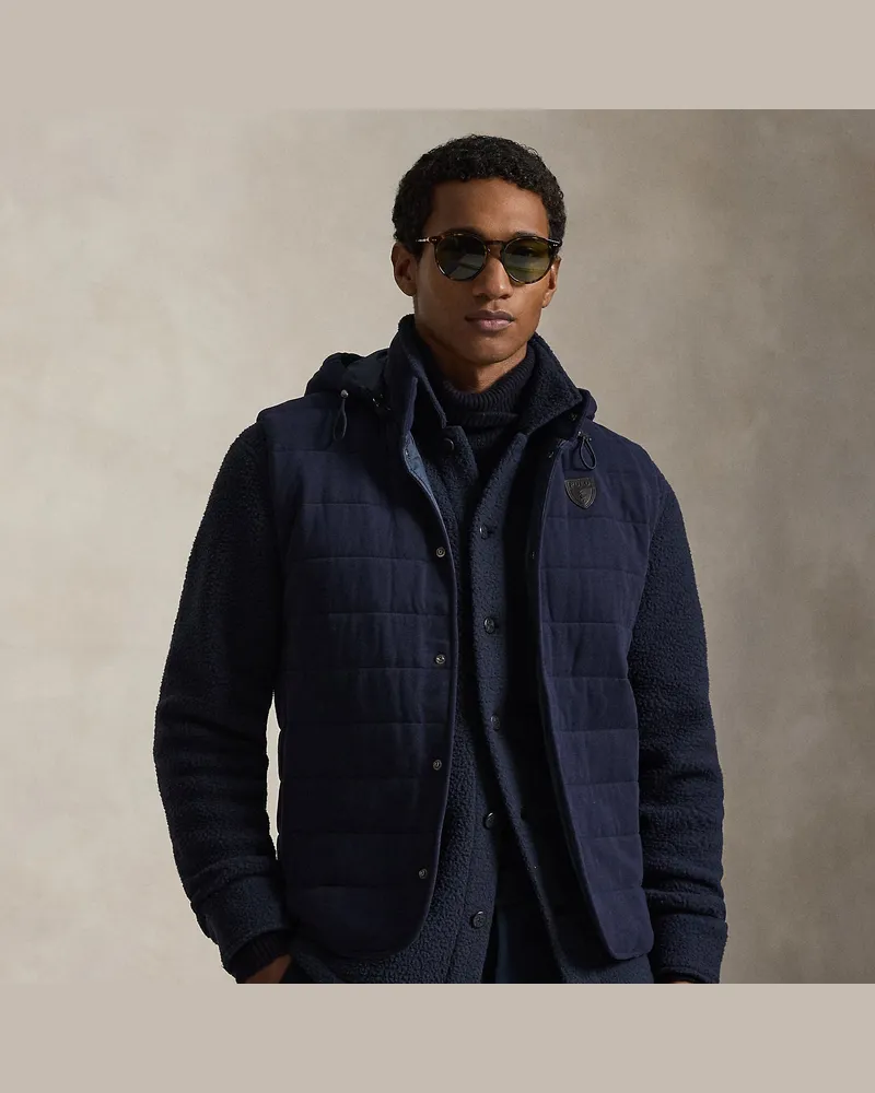 Ralph Lauren Steppweste aus Jersey mit Kapuze Blue