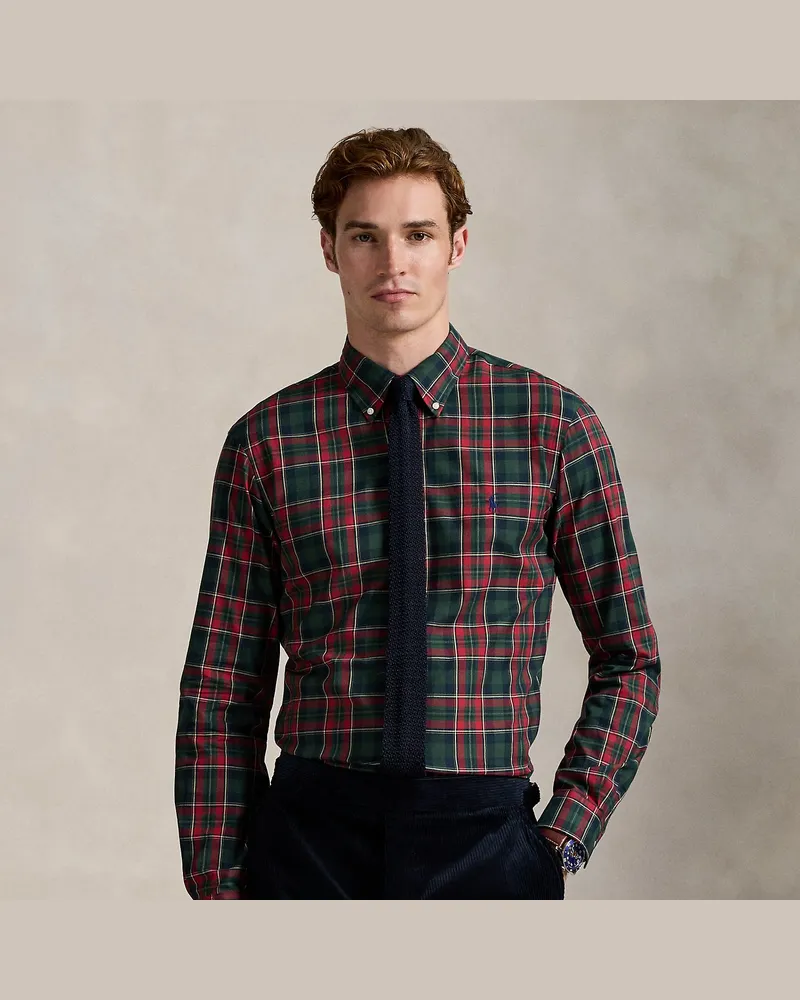 Ralph Lauren Custom-Fit Twillhemd mit Karomuster Green