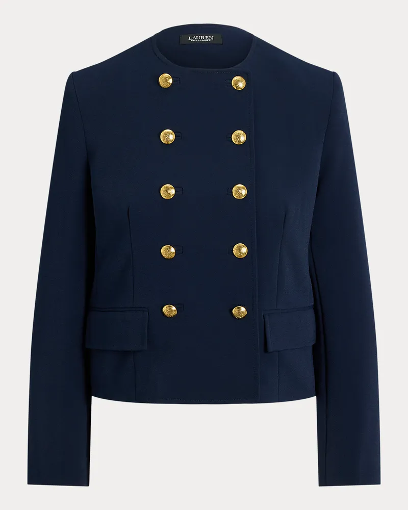 Ralph Lauren Zweireihige Jacke aus Zibeline-Crêpe Blue