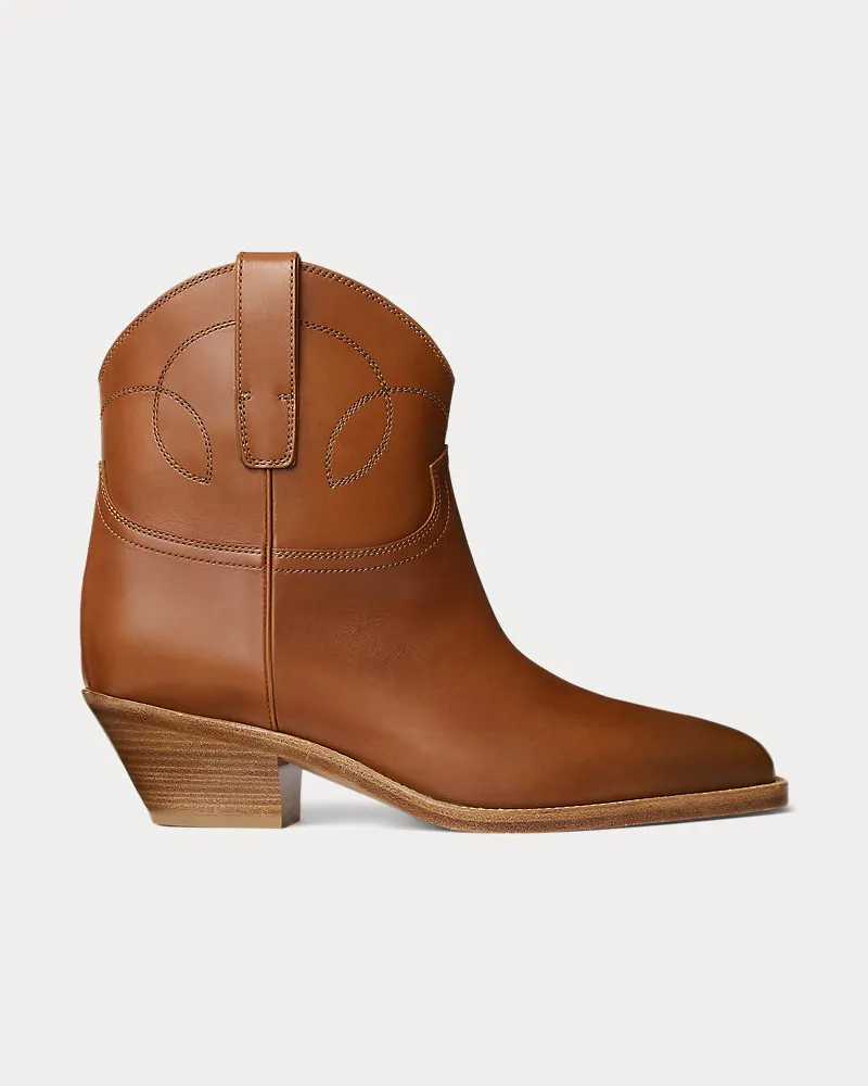 Ralph Lauren Polierte Kalbslederstiefelette Jayme Gold