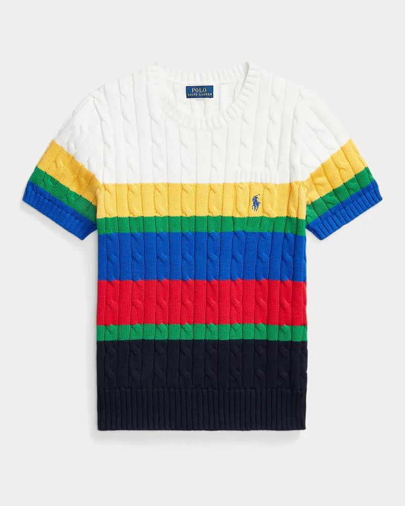 Ralph Lauren Kurzarmpullover mit Zopfmuster Blue