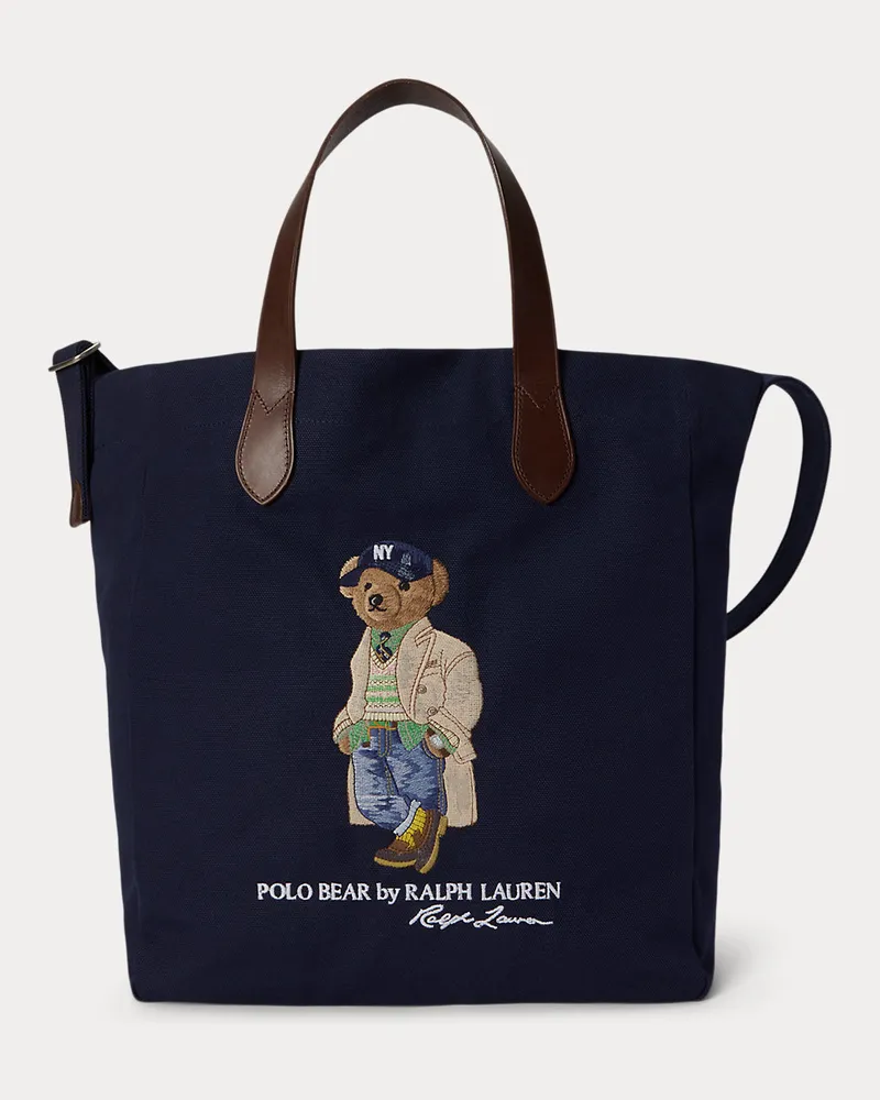 Ralph Lauren Segeltuch-Shopper mit Polo Bear Blue