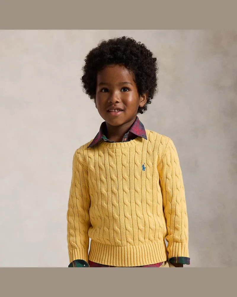 Ralph Lauren Baumwollpullover mit Zopfmuster Yellow