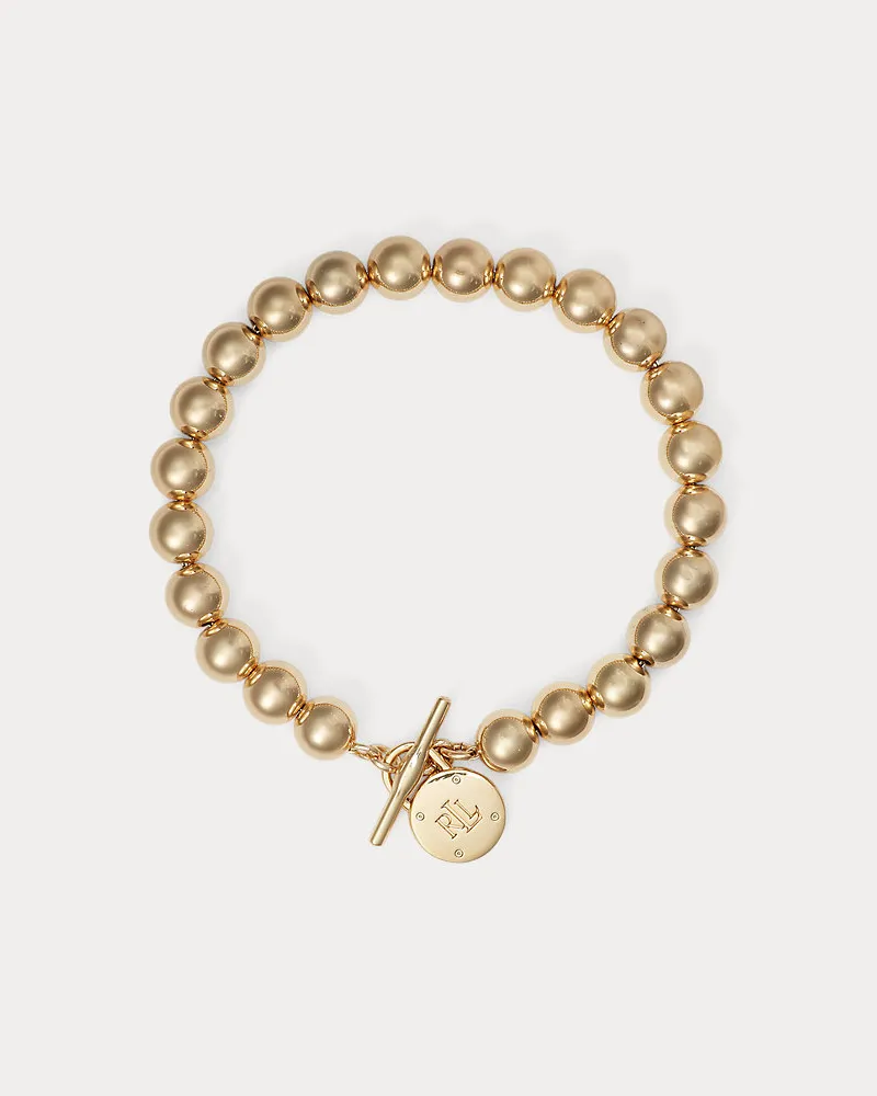 Ralph Lauren Goldfarbenes Perlenarmband mit Knebel Gold