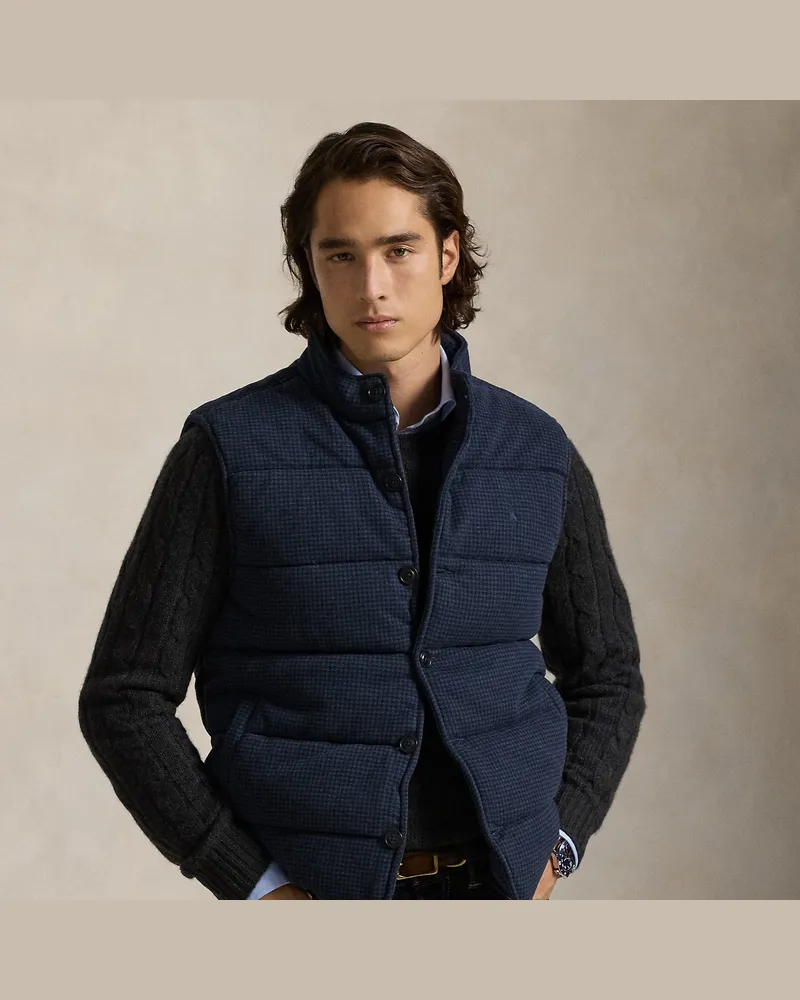 Ralph Lauren Gerippte Weste mit Hahnentrittmuster Blue