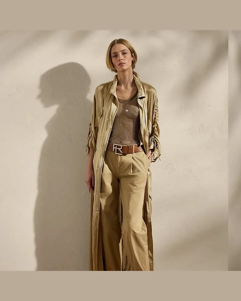 Ralph Lauren Langer Seidencharmeuse-Mantel Amberly Tan