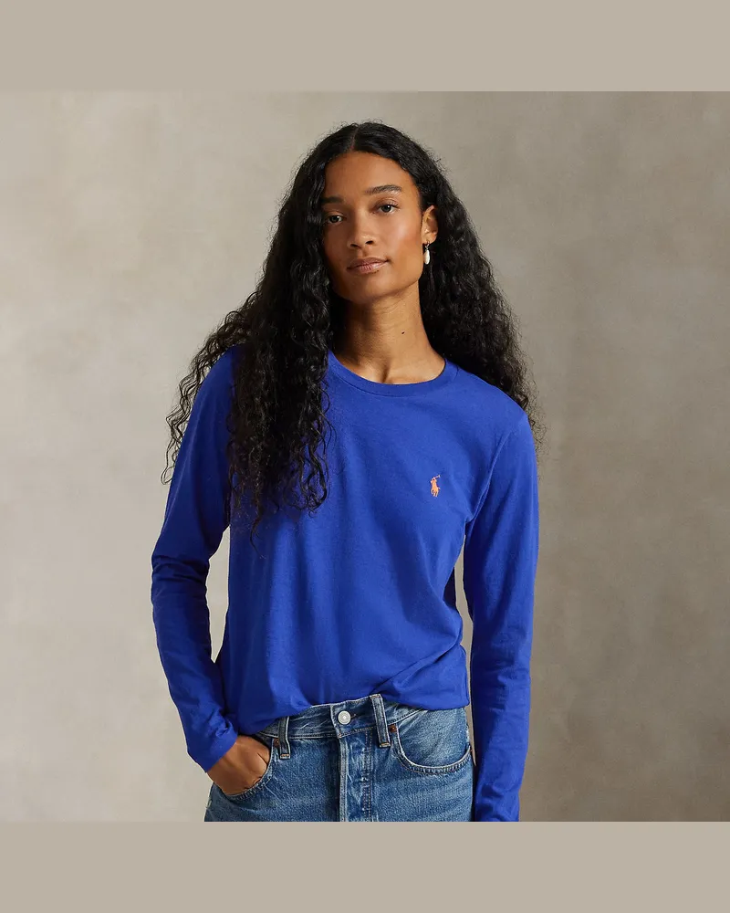 Ralph Lauren Langärmliges Rundhals-T-Shirt aus Jersey Blue