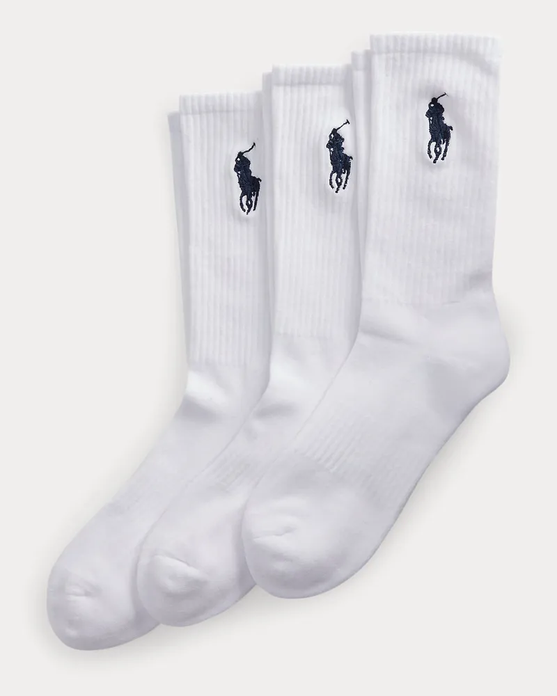 Ralph Lauren 3er-Pack Crew-Socken mit Big Pony White