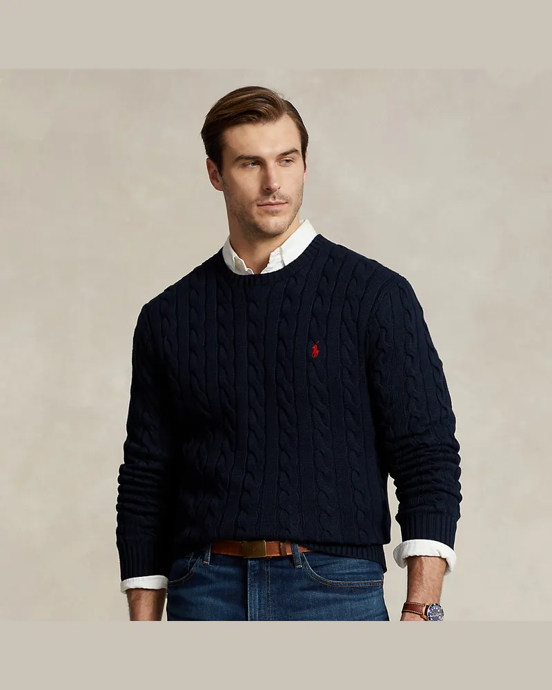 Ralph Lauren Große Größen - Baumwollpullover mit Zopfmuster Blue