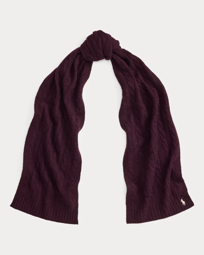 Ralph Lauren Woll-Kaschmir-Schal mit Zopfmuster Red