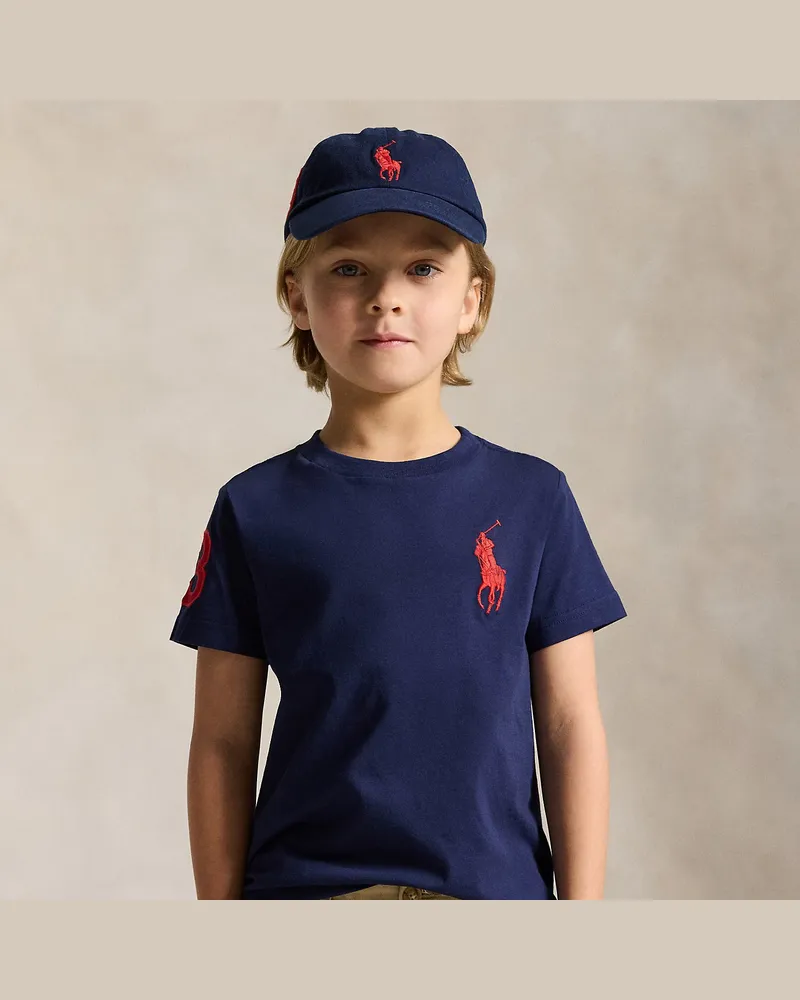Ralph Lauren T-Shirt aus Baumwolljersey mit Big Pony Blue