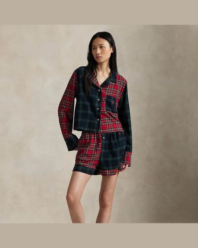 Ralph Lauren Karierter Flanell-Pyjama mit Shorts Red
