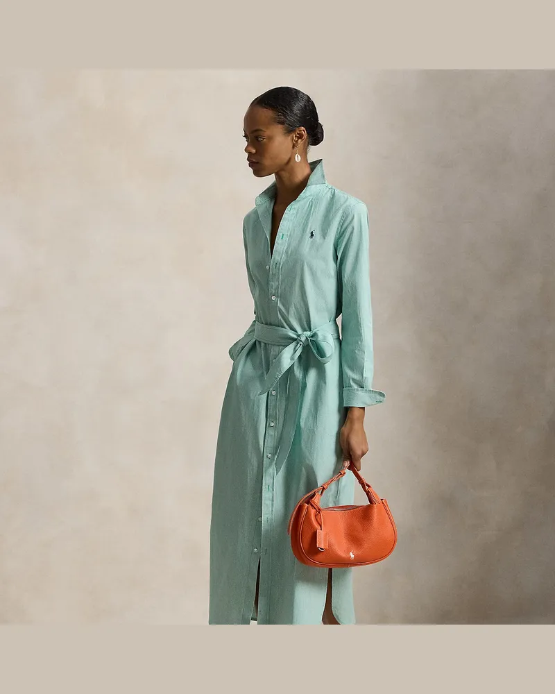 Ralph Lauren Gestreiftes Hemdkleid mit Gürtel Green