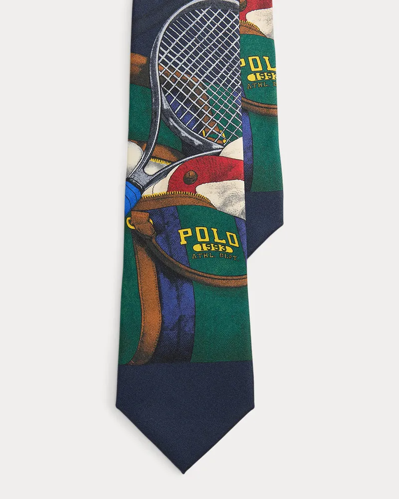 Ralph Lauren Seidenkrawatte mit Tennisdruck Blue