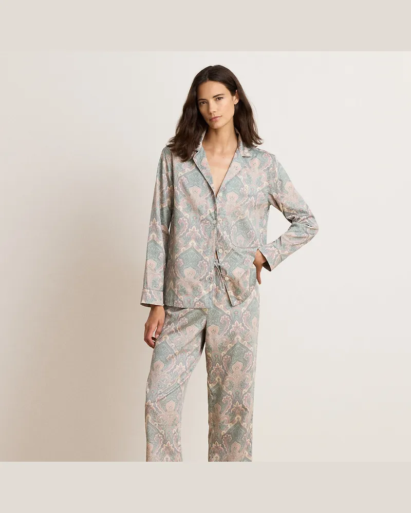 Ralph Lauren Pyjama aus Atlas mit Paisley-Motiv Pink