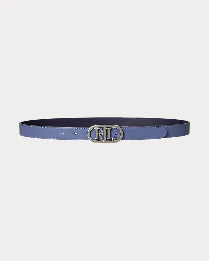 Ralph Lauren Schmaler wendbarer Ledergürtel mit Logo Blue