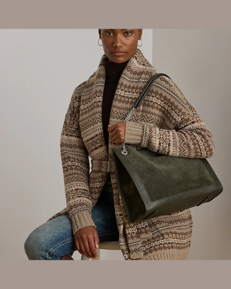 Ralph Lauren Große Tragetasche Bradley aus Leder Green