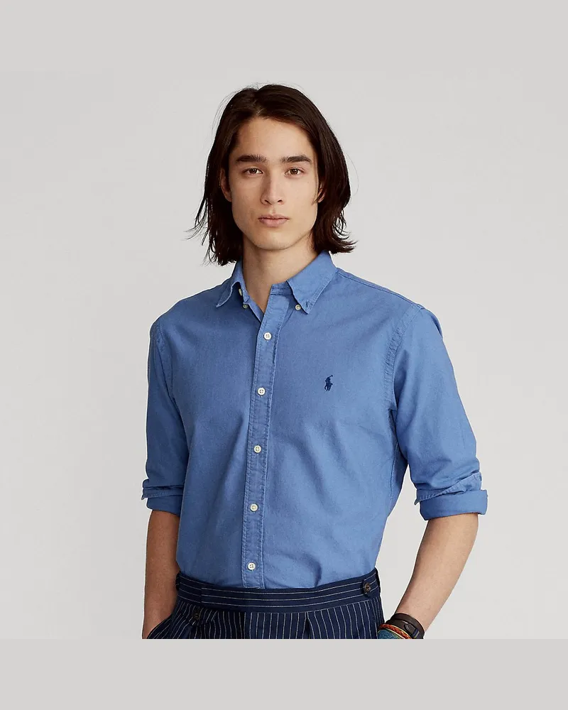 Ralph Lauren Gefärbtes Custom-Fit Oxfordhemd Blue