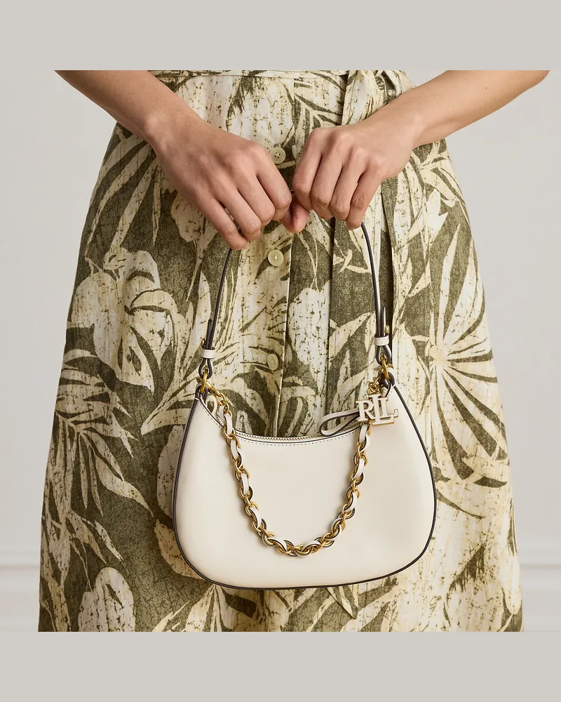 Ralph Lauren Mittelgroße Leder-Schultertasche Marcy White
