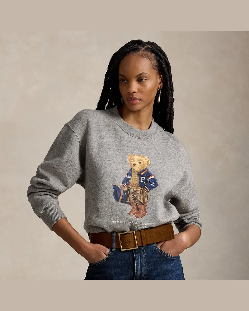 Ralph Lauren Fleece-Rundhals-Sweatshirt mit Polo Bear Grey