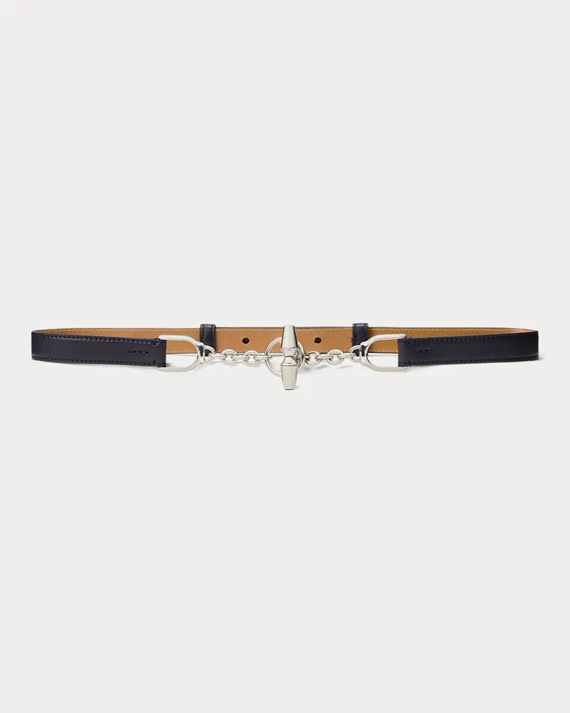 Ralph Lauren Schmaler Kalbsledergürtel mit Knebel Blue