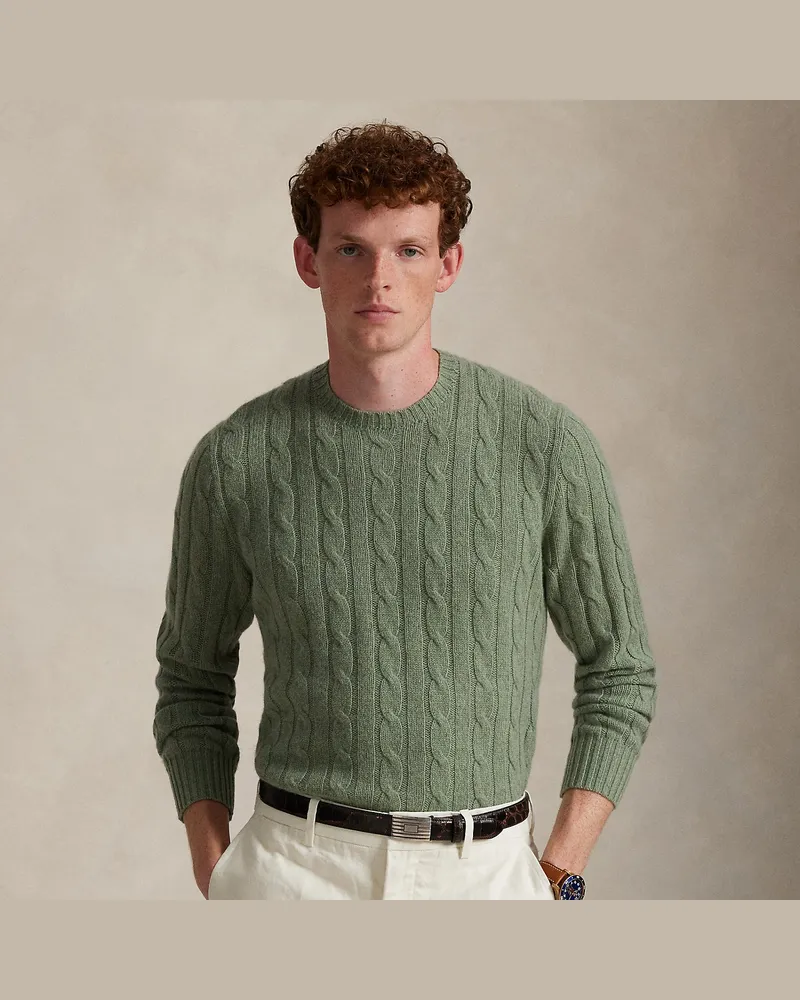 Ralph Lauren Kaschmirpullover mit Zopfmuster Green