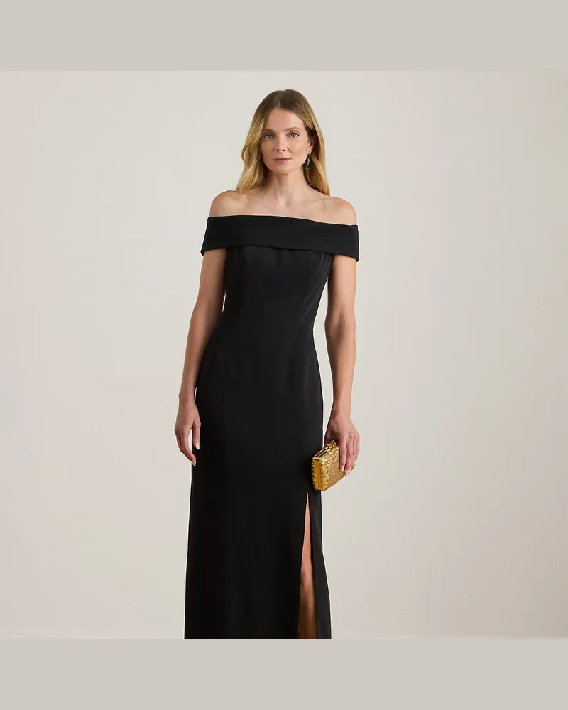 Ralph Lauren Schulterfreies Crêpe-Abendkleid Black