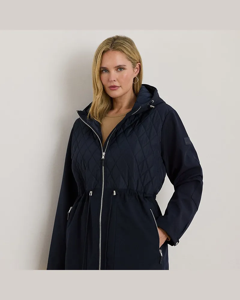 Ralph Lauren Plus Größen - Kapuzen-Steppjacke mit Schornsteinkragen Blue