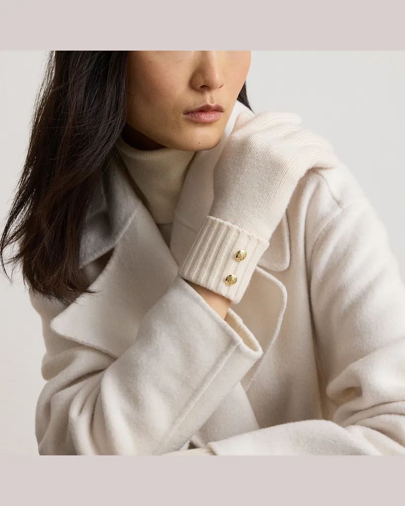 Ralph Lauren Strickhandschuhe mit Wappenknopf Cream