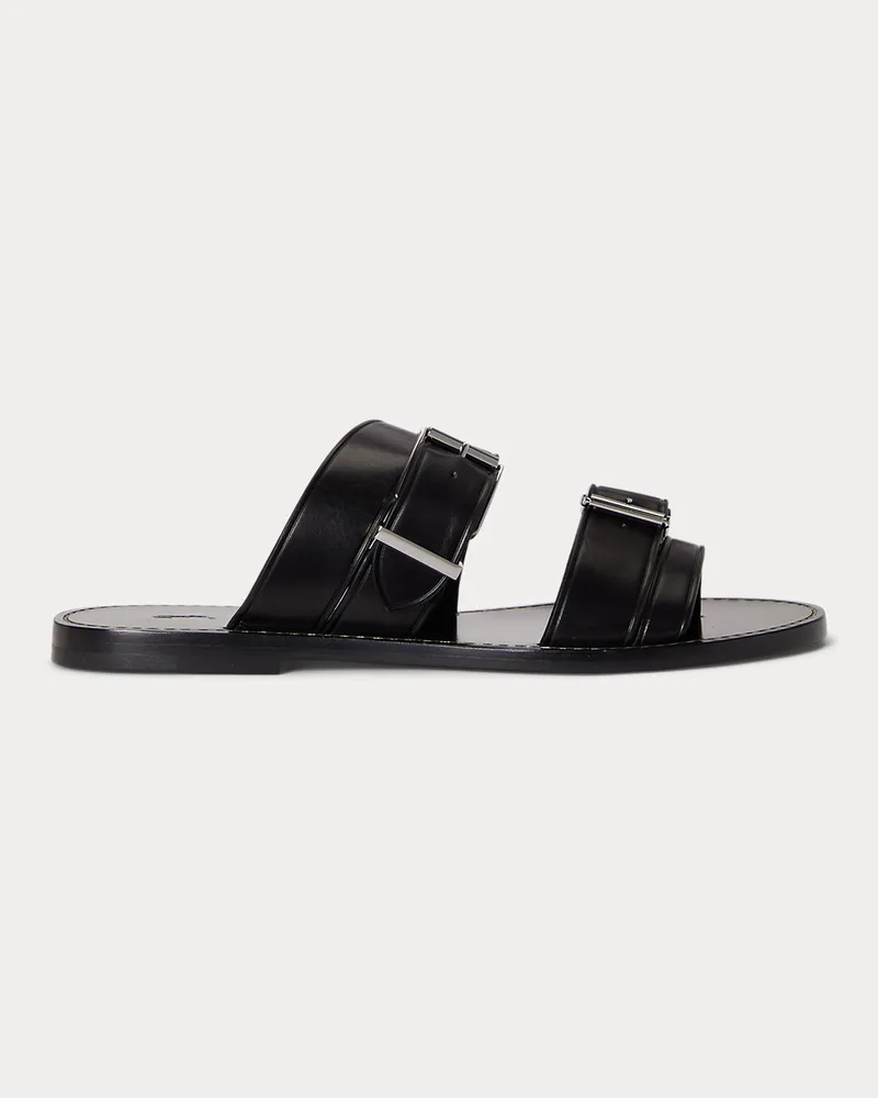Ralph Lauren Ledersandale mit Schnallenriemen Black