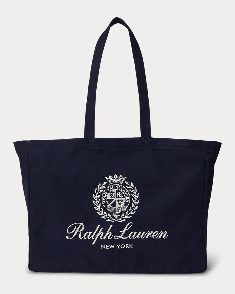 Ralph Lauren Segeltuchtragetasche mit Wappenstickerei Blue