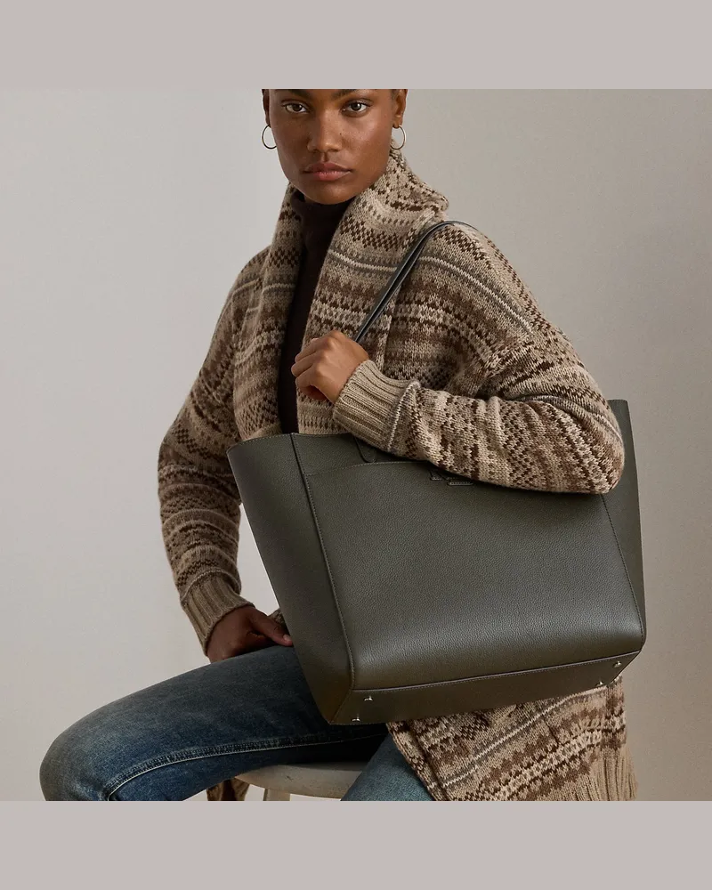 Ralph Lauren Große Tragetasche Cameryn aus Leder Green