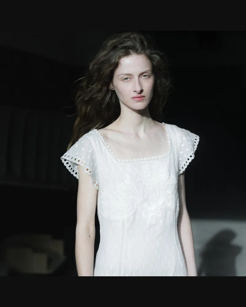 Ralph Lauren Besticktes Kleid aus Baumwollvoile White