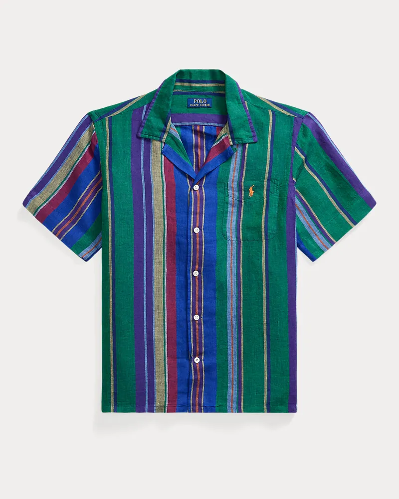 Ralph Lauren Gestreiftes Classic-Fit Kurzarmhemd Blue