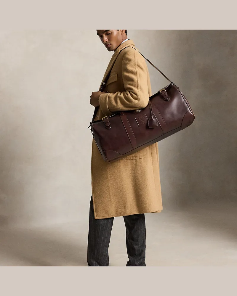 Ralph Lauren Reisetasche Heritage Lock aus Leder Brown